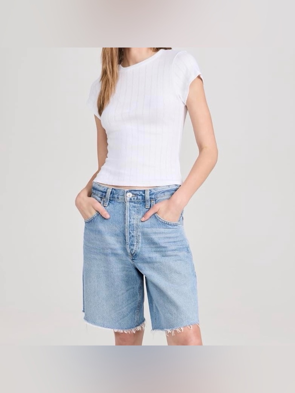 perfectwhitetee Katy White Lightweight Pointelle Baby Crew Tee